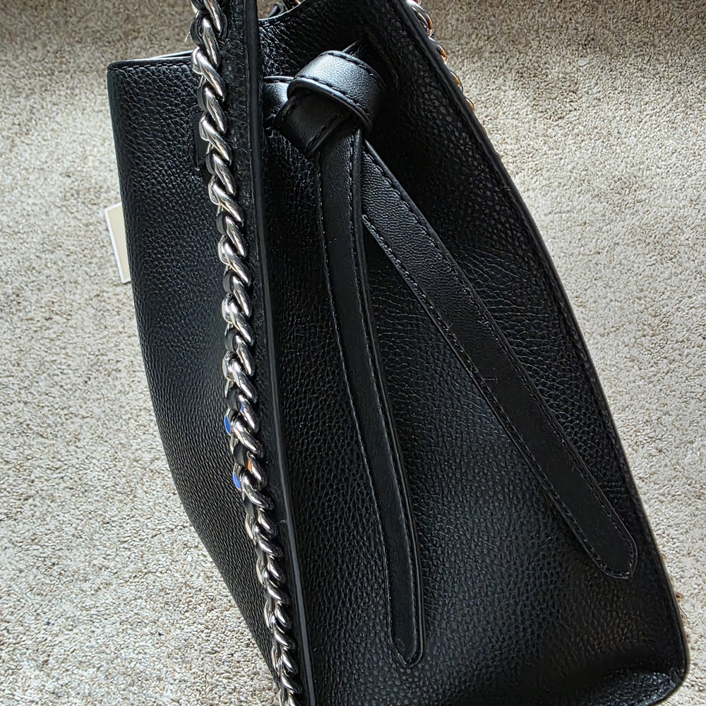 Michael Kors Black Leather Chain Tote And Wallet - Picture 4 of 10